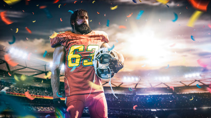 American football sportsman player on stadium in action