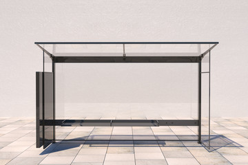 Empty glass bus stop