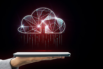 Glowing red digital cloud