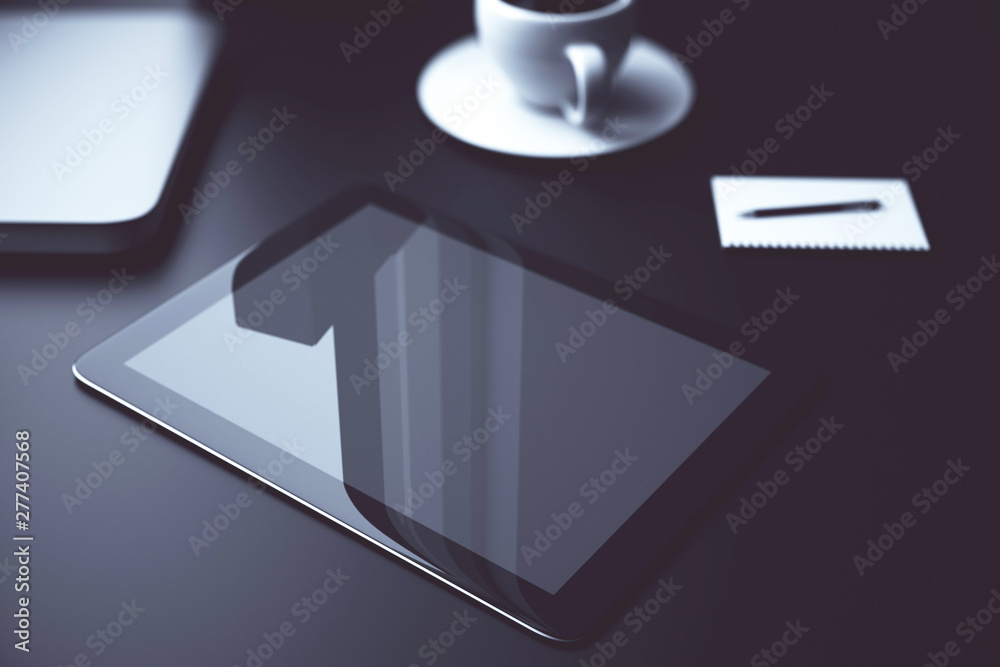 Poster empty touchpad on office desktop