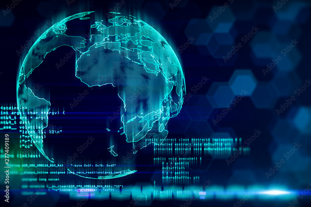 Poster Global AI and hacking concept