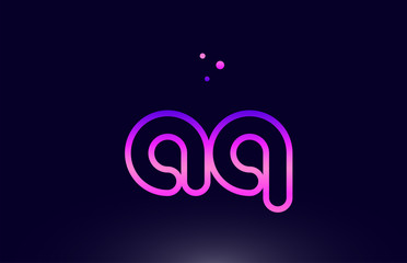 aq a q pink blue alphabet letter combination logo icon design