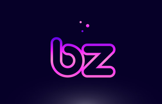 bz b z pink blue alphabet letter combination logo icon design