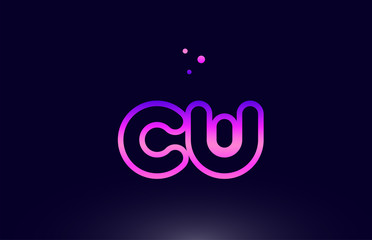 cw c w pink blue alphabet letter combination logo icon design