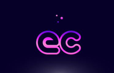 ec e c pink blue alphabet letter combination logo icon design
