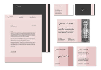 Pink Brand Collateral Set Layout