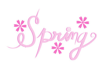 Spring pink flowers and text word