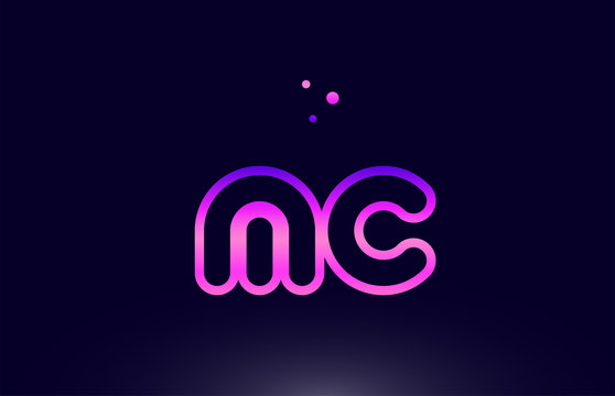mc m c pink blue alphabet letter combination logo icon design