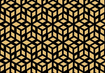 Keuken foto achterwand Zwart goud Abstracte geometrische patroon. Een naadloze vectorachtergrond. Goud en zwart ornament. Grafisch modern patroon. Eenvoudig rooster grafisch ontwerp