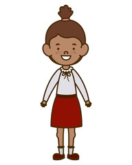 student girl standing smiling on white background