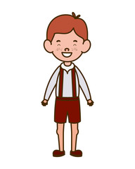 student boy standing smiling on white background