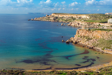 Fototapeta na wymiar Ghajn Tuffieha Bay, Malta