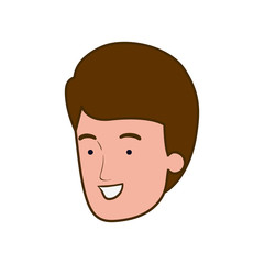 head of young man smiling on white background
