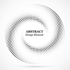 Halftone dotted background circularly distributed. Halftone effect vector pattern. Circle dots isolated on the white background.