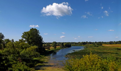 Fototapeta premium landscape with river and blue sky