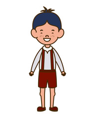 student boy standing smiling on white background