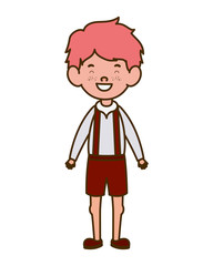 student boy standing smiling on white background