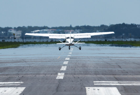 Heat Waves Are Visable As Small Plane Takes Off