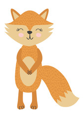 Baby print with little fox, Scandinavian style. Hand drawn graphic, typography poster, card, label, flyer, page, banner, baby wear, nursery.