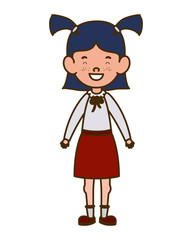 student girl standing smiling on white background