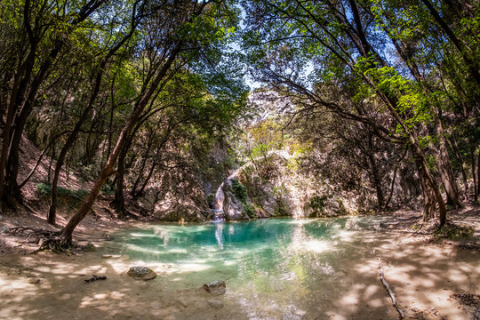 Waterfall Sentonina Staza on Sentonas trail between Rabac and Labin