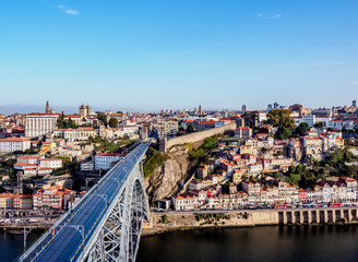 Dom Luis I Bridge, elevated view, Porto, Portugal