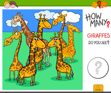 how many giraffes educational task for kids