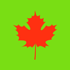 Maple Leaf Icon. Vector Illustration. Flat Style.  Autumn Design Collection
