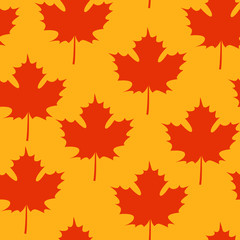 Seemless Pattern with Autumn Maple Leaves. Vector Illustration. Autumn Design Collection, Backgrounds, Wrapping Paper Design