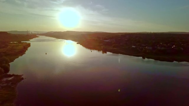 Sunset over the Varna lake near Beloslav