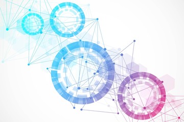 Big Data Visualization Background. Modern futuristic virtual abstract background. Science network pattern, connecting lines and dots. Global network connection vector.