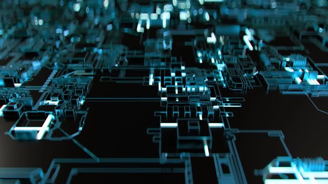 4K Abstract Futuristic Motherboard Circuit. Highly realistic CGI animation.