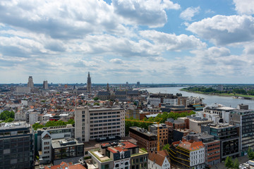 Cityscape, old Belgian city Antwerpen, view from above