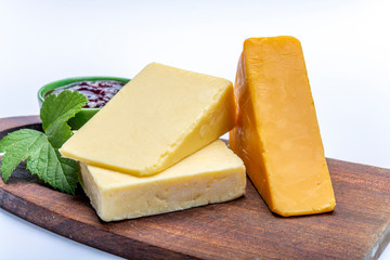 Cheddar cheese collection, variety of Cheddar cheese made from cow milk