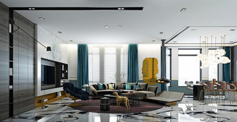 3d render. Living room interior.