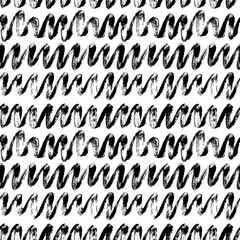 Waves grunge drawing seamless vector pattern. Scribbles hand drawn lines.