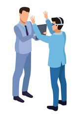 Businessmen using virtual reality technology for business