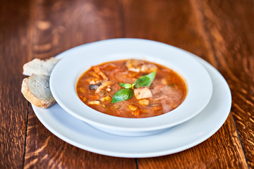 Hungarian beef stew close up