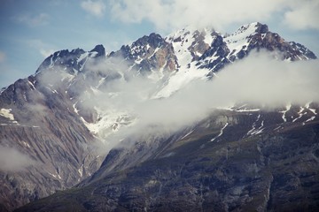 Close up on cloud and Mountain peak in Glacier Bay National Park and Preserve