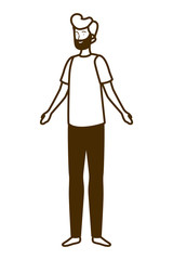 silhouette of young man standing in white background