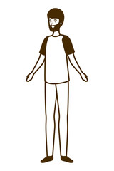 silhouette of young man standing in white background