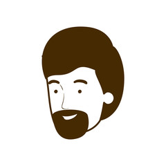 silhouette of head of young man smiling on white background