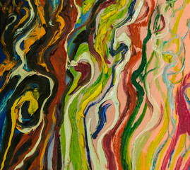 Texture of oil paint strokes, energy of color.