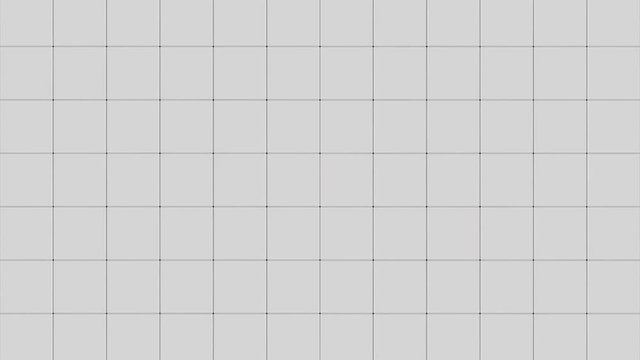 Gray cubes from opposite directions are shifted filling the green screen and assembled into the wall. Abstract transition, 3D animated intro with chroma key.