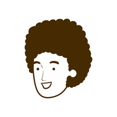 silhouette of head of young man smiling on white background