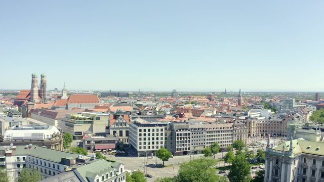 aerial city view of the bavarian capital Munich, Bavaria, Germany