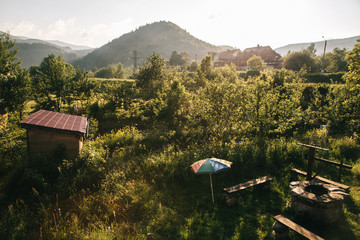 Fototapeta na wymiar Old culture design in rhe wild Carpathian mountains