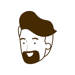 silhouette of head of young man smiling on white background