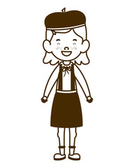 silhouette of student girl standing on white background