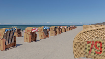 beach baskets on the beach of baltic sea